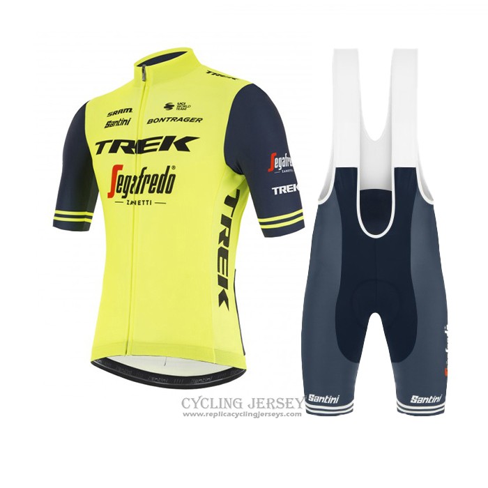 2021 Cycling Jersey Trek Segafredo Yellow Deep Blue Short Sleeve And Bib Short